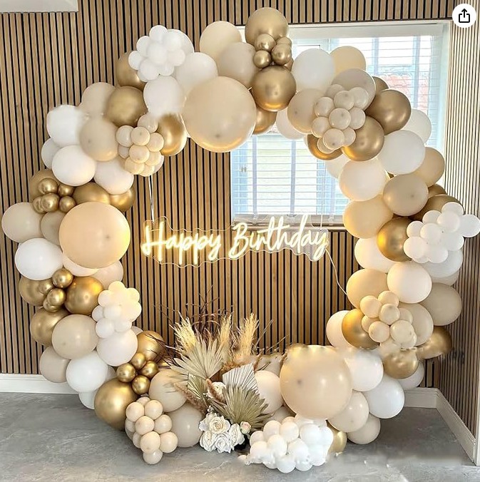 Elegant Blushing Beige Gold Round Garland Setup Singapore